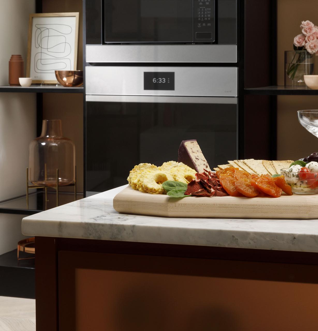 Cafe CTD90DM2NS5 Café&#8482; Minimal Series 30" Smart Built-In Convection Double Wall Oven In Platinum Glass