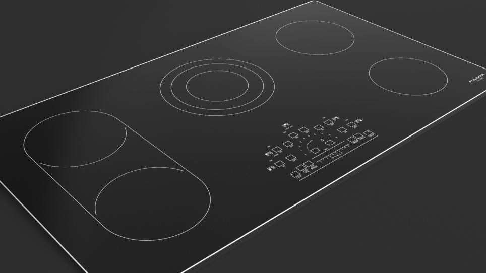 Fulgor Milano F6RT36S2 36" Radiant Cooktop With Brushed Aluminum Trim - Black Glass