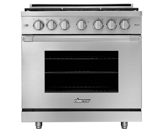 Dacor HGPR36SLP 36" Gas Pro Range, Silver Stainless Steel, Liquid Propane