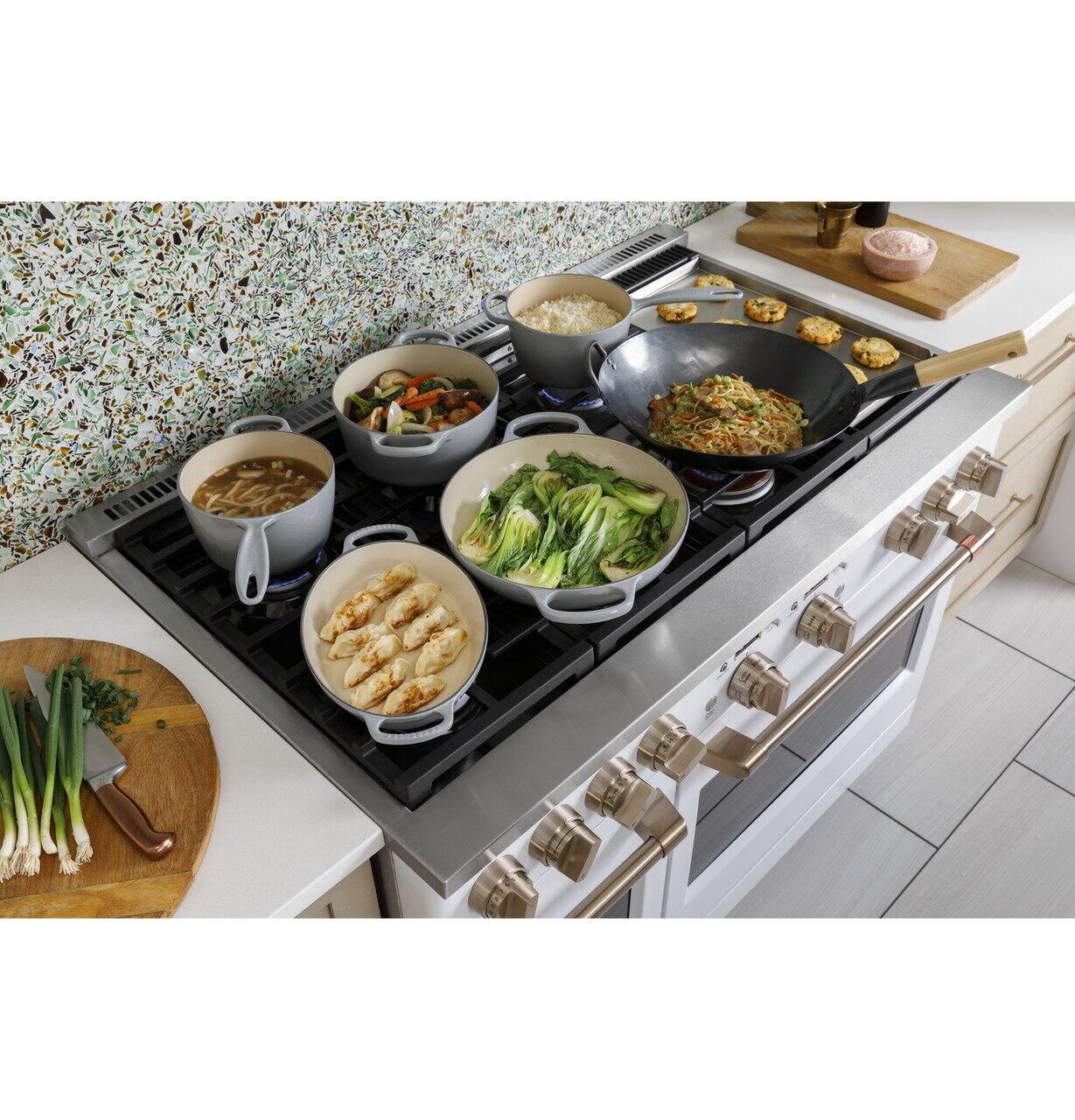 Cafe C2Y486P2TS1 Café™ 48" Smart Dual-Fuel Commercial-Style Range With 6 Burners And Griddle (Natural Gas)