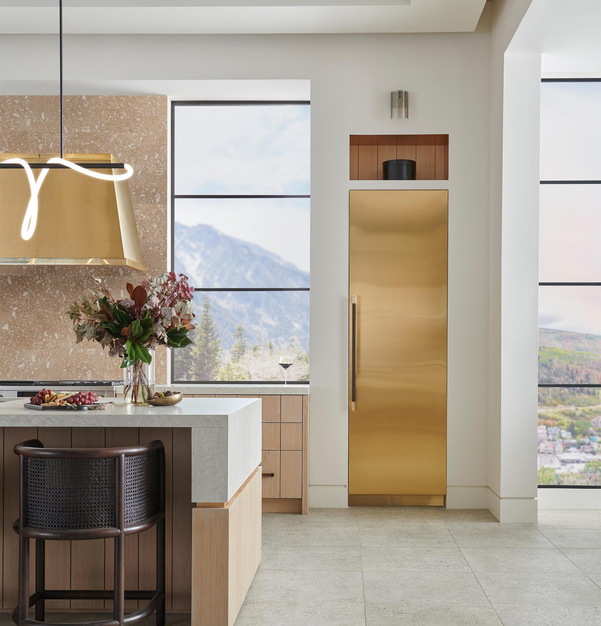 Monogram ZK1BN304VRH Monogram 30" Rh Column Panel Brass Designer Collection