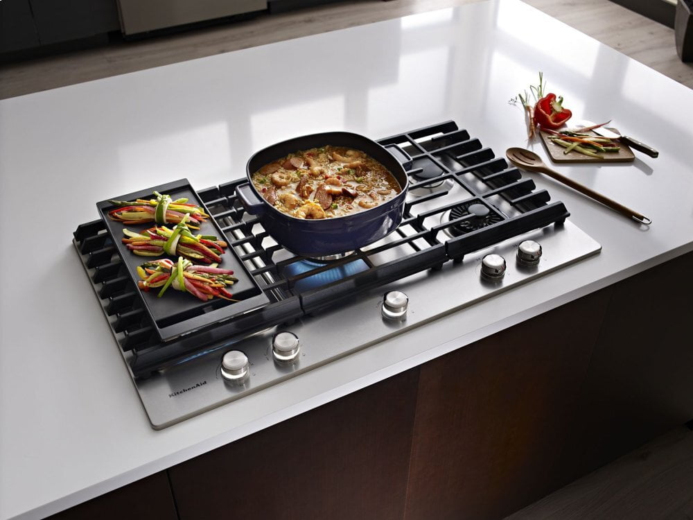 Kitchenaid KCGS956ESS 36" 5-Burner Gas Cooktop With Griddle - Stainless Steel