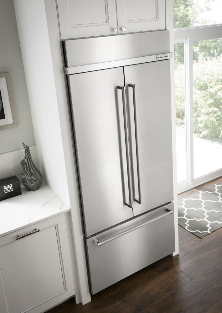Kitchenaid KBFN502ESS 24.2 Cu. Ft. 42" Width Built-In Stainless French Door Refrigerator With Platinum Interior Design - Stainless Steel