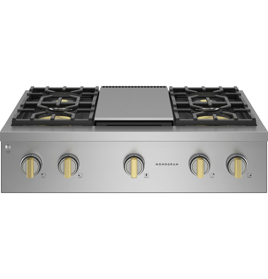 Monogram ZGU364NDTSS Monogram 36" Professional Gas Rangetop With 4 Burners And Griddle (Natural Gas)