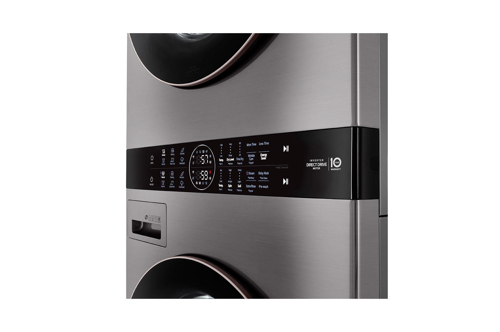 Lg WKE100HVA Single Unit Front Load Lg Washtower&#8482; With Center Control&#8482; 4.5 Cu. Ft. Washer And 7.4 Cu. Ft. Electric Dryer