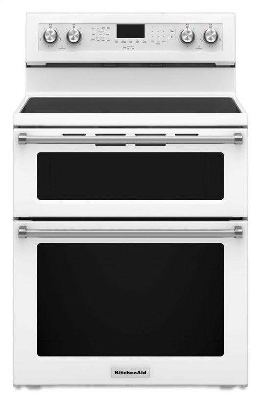 Kitchenaid KFED500EWH 30-Inch 5 Burner Electric Double Oven Convection Range - White