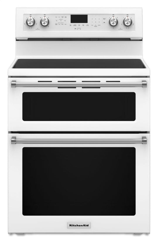 Kitchenaid KFED500EWH 30-Inch 5 Burner Electric Double Oven Convection Range - White