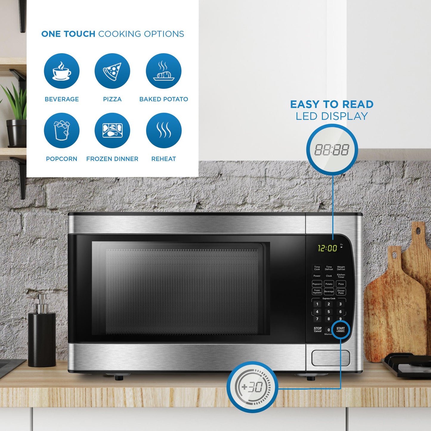Danby DBMW0924BBS Danby 0.9 Cu Ft. Stainless Steel Microwave With Convenience Cooking Controls