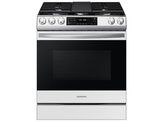 Samsung NX60CB831512 Bespoke 6.0 Cu. Ft. Smart Slide-In Gas Range With Air Fry & Convection In White Glass