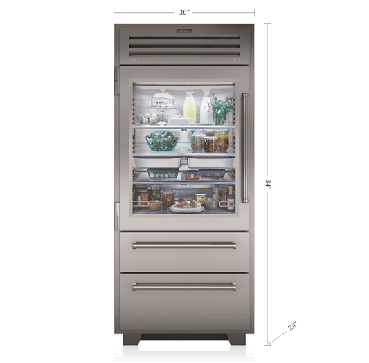 Sub-Zero PRO3650GRH 36" Pro Refrigerator/Freezer With Glass Door