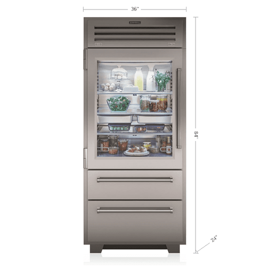 Sub-Zero PRO3650ALH 36" Pro Refrigerator/Freezer With Glass Door