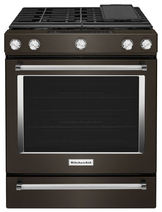 Kitchenaid KSGG700EBS 30-Inch 5-Burner Gas Slide-In Convection Range - Black Stainless Steel With Printshield™ Finish