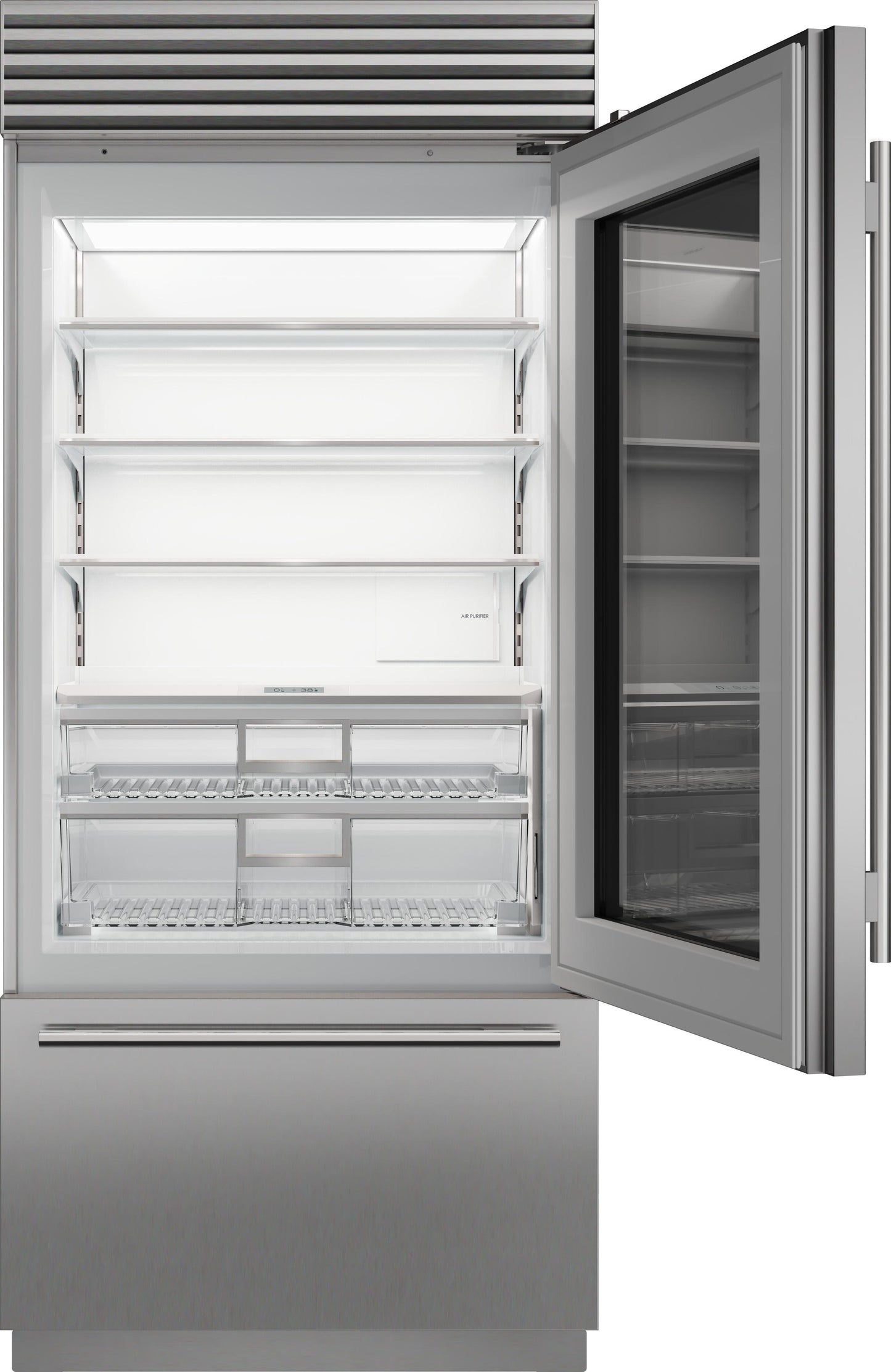 Sub-Zero CL3650UASTL 36" Classic Over-And-Under Refrigerator/Freezer With Glass Door