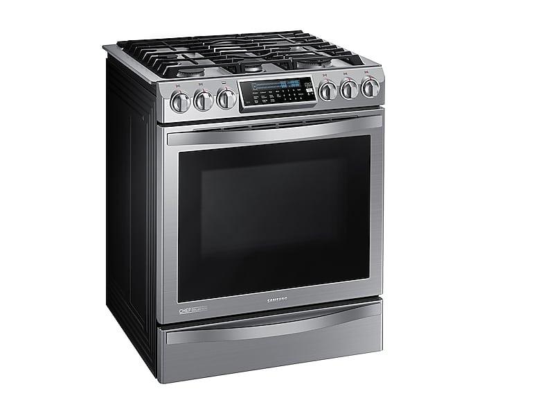 Samsung NX58H9950WS 5.8 Cu. Ft. Chef Collection Slide-In Gas Range With True Convection In Stainless Steel