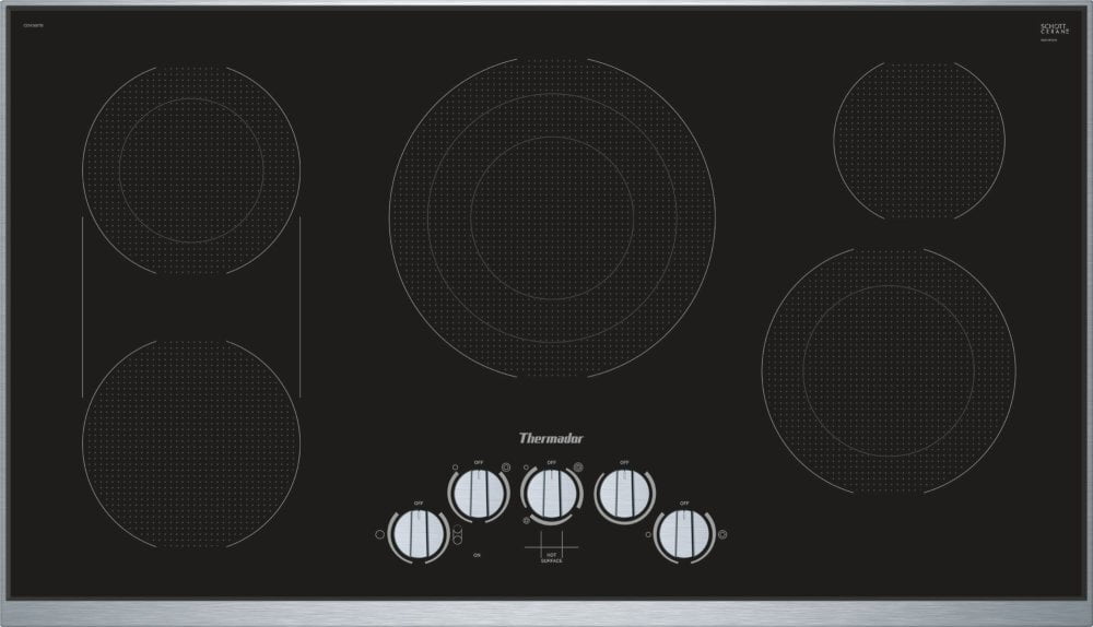 Thermador CEM366TB 36-Inch Masterpiece® Knob Control Electric Cooktop, Black, Framed