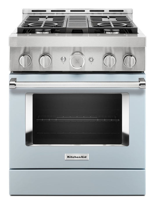 Kitchenaid KFGC500JMB Kitchenaid® 30'' Smart Commercial-Style Gas Range With 4 Burners - Misty Blue