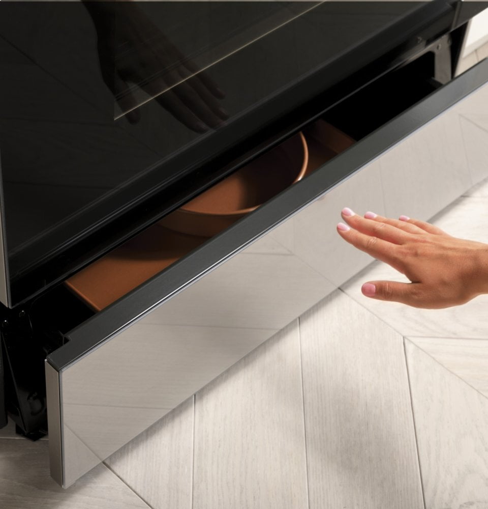 Cafe CES700M2NS5 Café 30" Smart Slide-In, Front-Control, Radiant And Convection Range In Platinum Glass