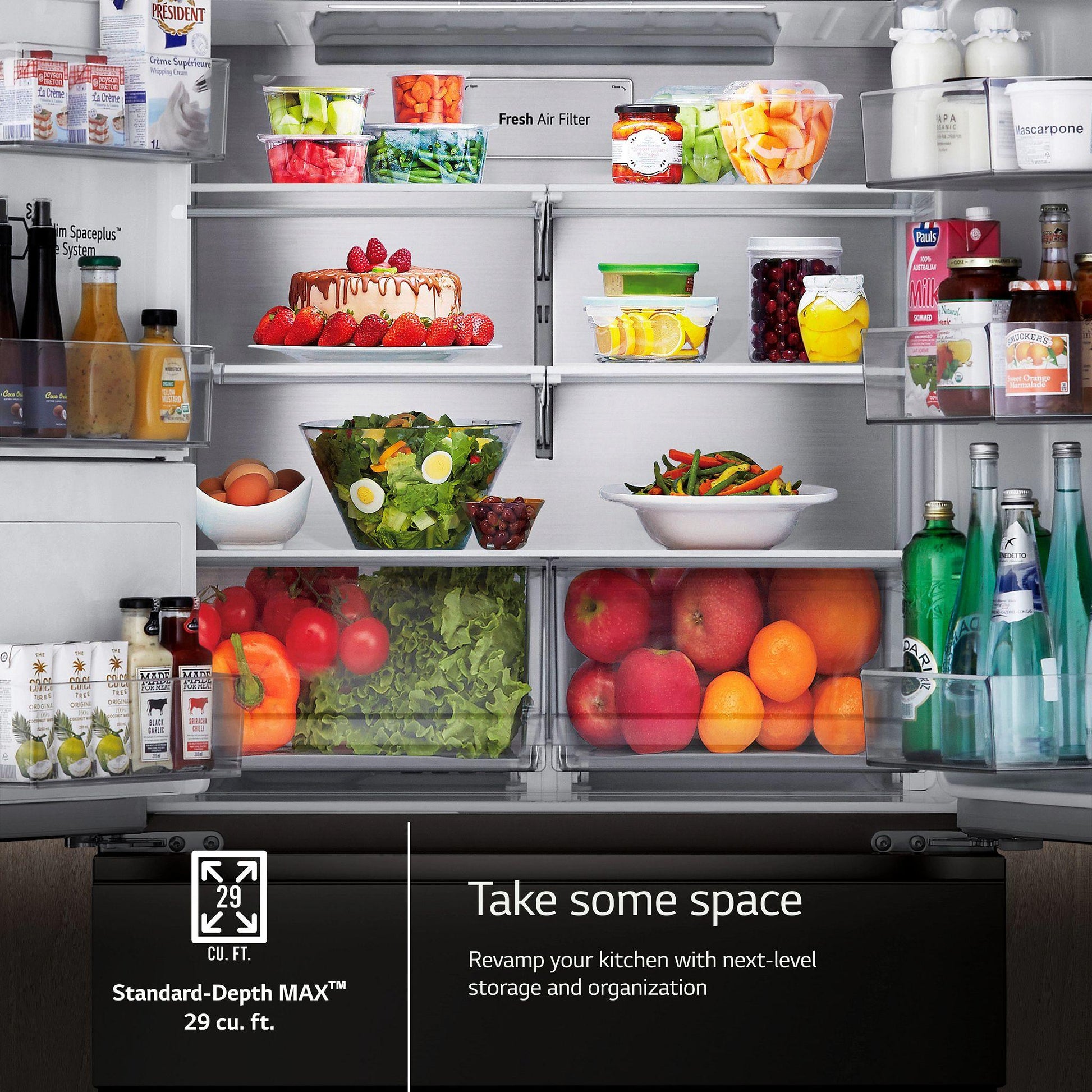Lg LF29S8330D 29 Cu. Ft. Smart Standard-Depth Max™ 4-Door French Door Refrigerator With Full-Convert Drawer™