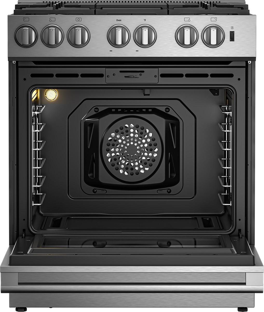 Blomberg Appliances BGR30522SS 30In Gas 5 Burner Range With 5.7 Cu Ft Self Clean Oven, Slide-In Style