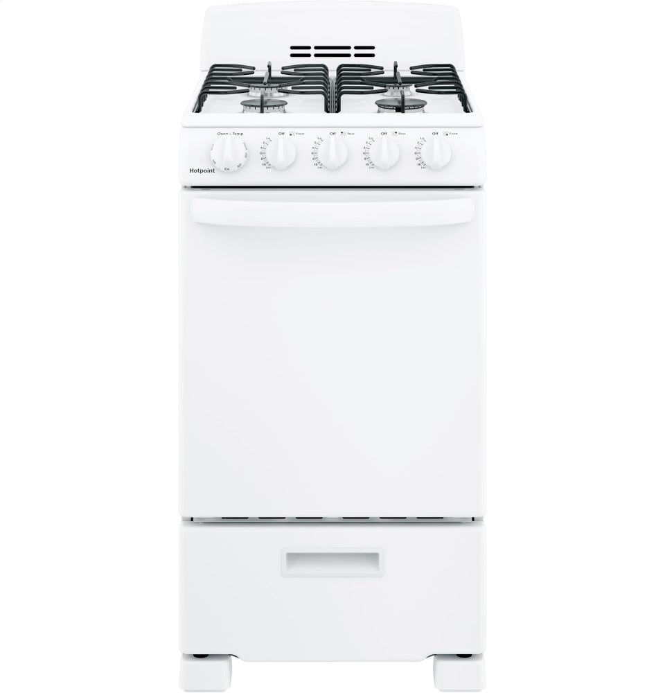 Hotpoint RGAS200DMWW Hotpoint® 20" Front-Control Free-Standing Gas Range With Sealed Burners