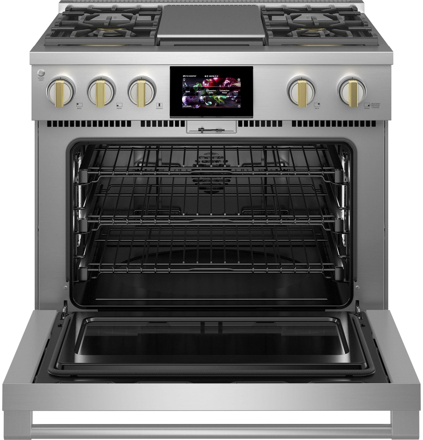 Monogram ZDP364NDTSS Monogram 36" Dual-Fuel Professional Range With 4 Burners And Griddle (Natural Gas)