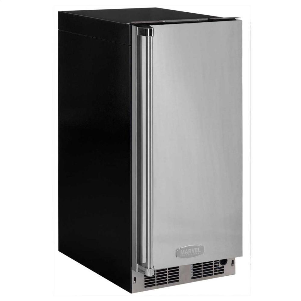 Marvel MP15CPS2RS 15" Clear Ice Machine With Tri-Color Illuminice Lighting - Solid Stainless Steel Door, Integrated Right Hinge, Professional Handle