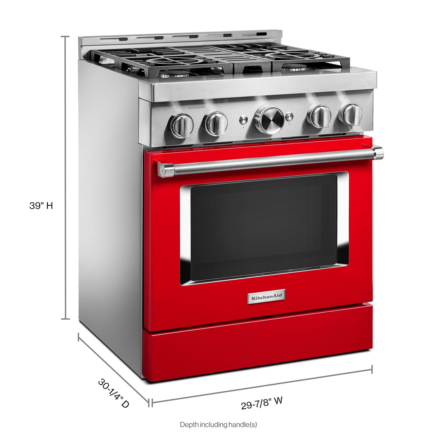 Kitchenaid KFGC500JPA Kitchenaid® 30'' Smart Commercial-Style Gas Range With 4 Burners - Passion Red