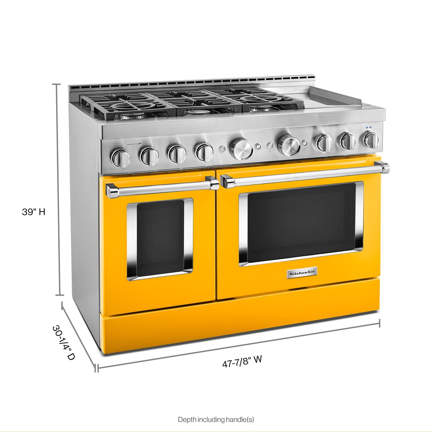 Kitchenaid KFGC558JYP Kitchenaid® 48'' Smart Commercial-Style Gas Range With Griddle - Yellow Pepper