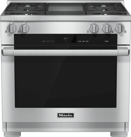 Miele HR19362LP 36 Inch Range Dual Fuel With M Touch Controls, Moisture Plus And M Pro Dual Stacked Burners