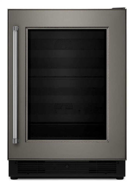 Kitchenaid KUWR204EPA 24" Panel Ready Wine Cellar With Glass Door And Wood-Front Racks - Panel Ready Pa