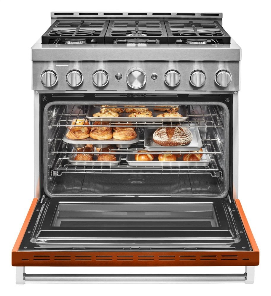 Kitchenaid KFGC506JSC Kitchenaid® 36'' Smart Commercial-Style Gas Range With 6 Burners - Scorched Orange