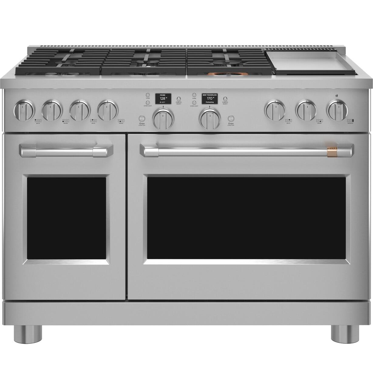 Cafe C2Y486P2TS1 Café™ 48" Smart Dual-Fuel Commercial-Style Range With 6 Burners And Griddle (Natural Gas)