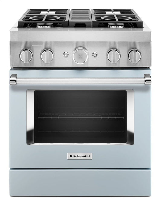 Kitchenaid KFDC500JMB Kitchenaid® 30'' Smart Commercial-Style Dual Fuel Range With 4 Burners - Misty Blue