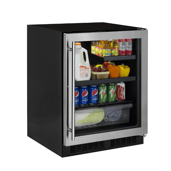 Marvel MABV224SG31A 24-In Low Profile Built-In Beverage Center With Convertible Shelf And Maxstore Bin With Door Style - Stainless Steel Frame Glass