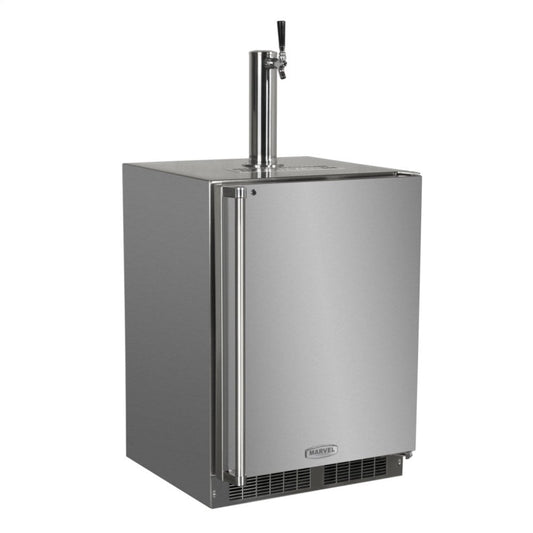 Marvel MO24BSS2LS Outdoor 24" Single Tap Built In Beer Dispenser With Stainless Steel Door - Solid Stainless Steel Door With Lock - Left Hinge