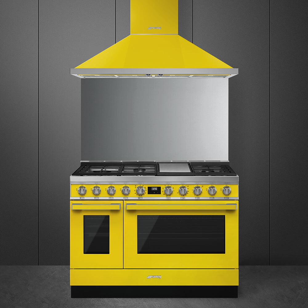 Smeg CPF48UGMYW Portofino Pro-Style Dual Fuel Range, Yellow, 48" X 25"