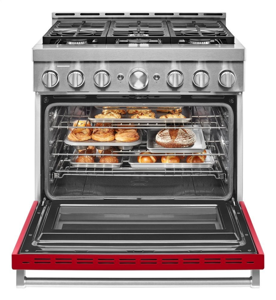 Kitchenaid KFGC506JPA Kitchenaid® 36'' Smart Commercial-Style Gas Range With 6 Burners - Passion Red