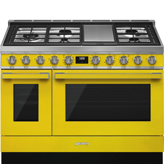 Smeg CPF48UGMYW Portofino Pro-Style Dual Fuel Range, Yellow, 48" X 25"