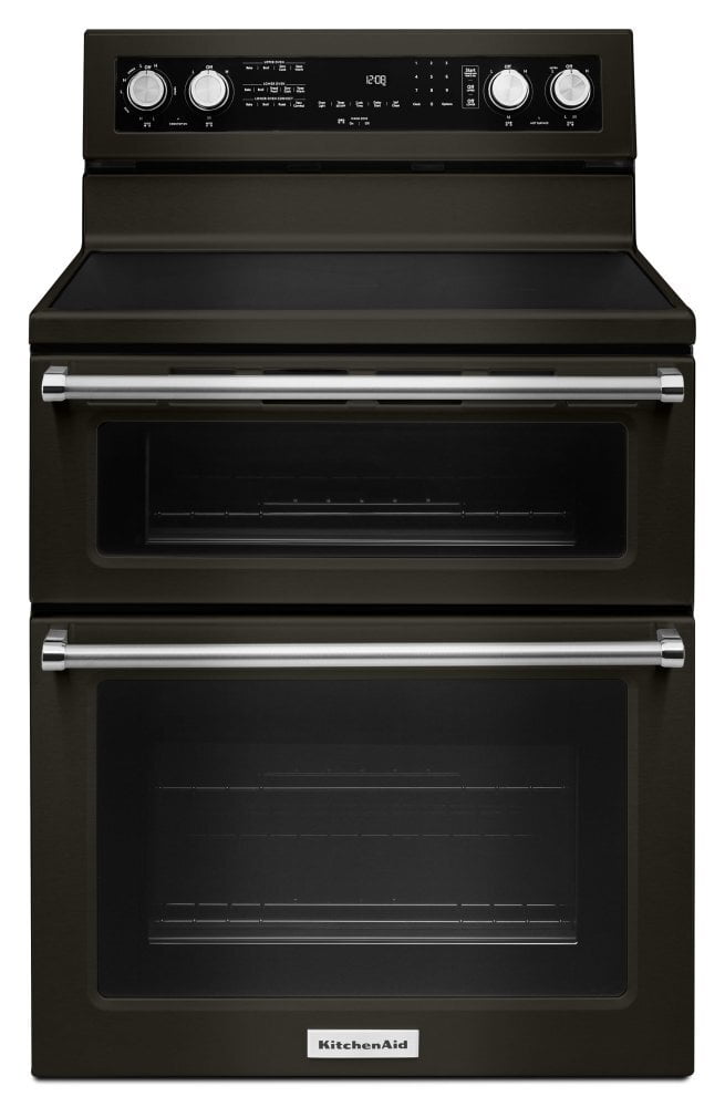 Kitchenaid KFED500EBS 30-Inch 5 Burner Electric Double Oven Convection Range - Black Stainless Steel With Printshield&#8482; Finish