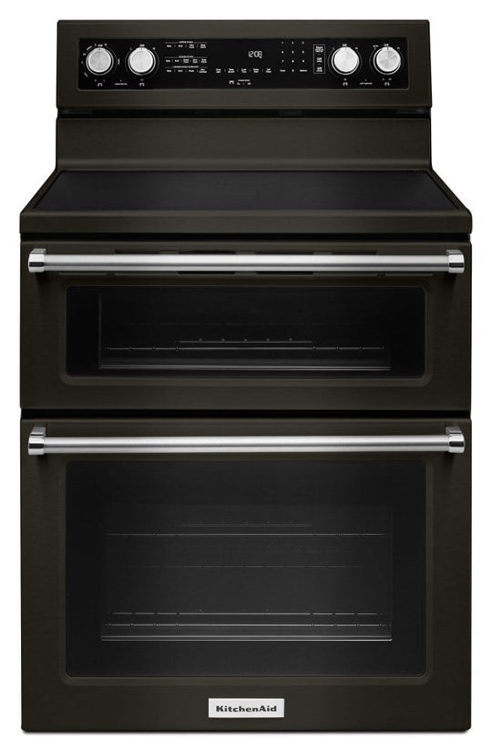 Kitchenaid KFED500EBS 30-Inch 5 Burner Electric Double Oven Convection Range - Black Stainless Steel With Printshield™ Finish