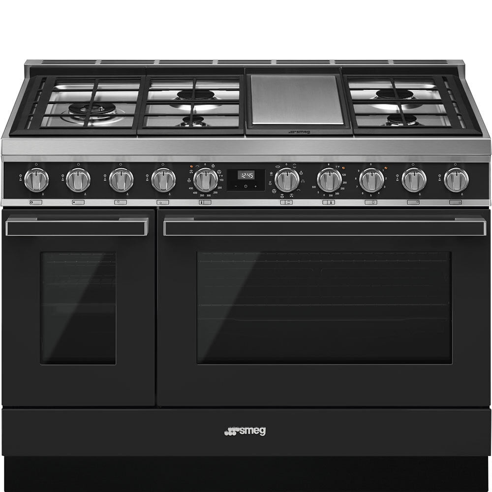 Smeg CPF48UGMAN Portofino Pro-Style Dual Fuel Range, Pewter, 48" X 25"