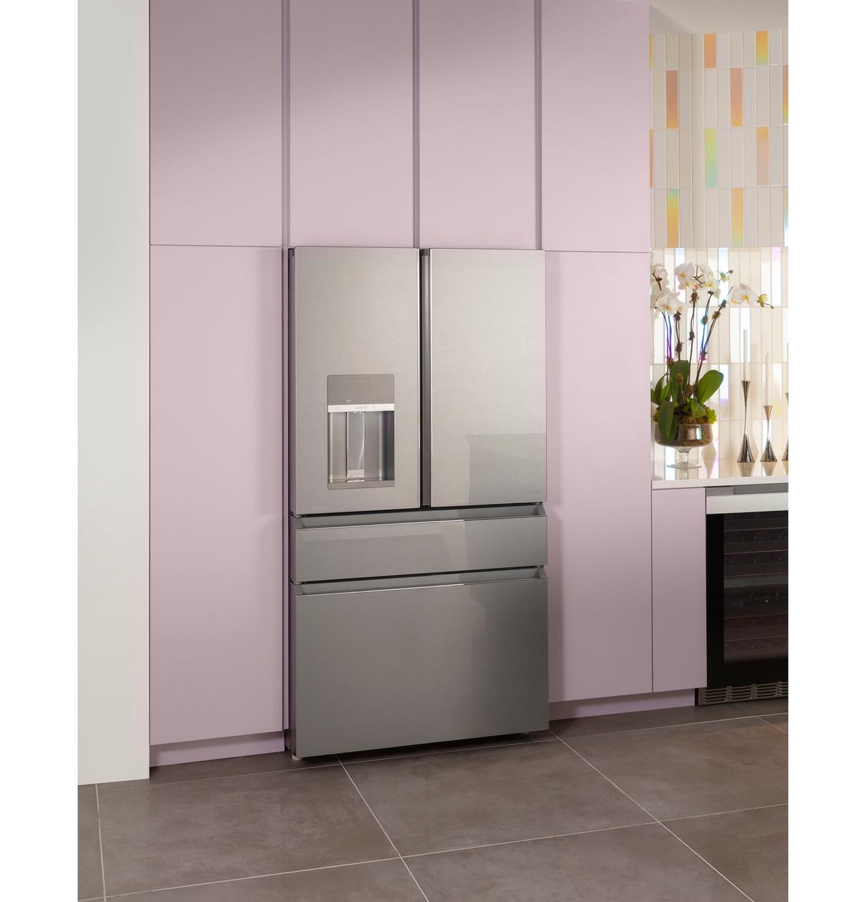 Cafe CXE22DM5PS5 Café&#8482; Energy Star® 22.3 Cu. Ft. Smart Counter-Depth 4-Door French-Door Refrigerator In Platinum Glass