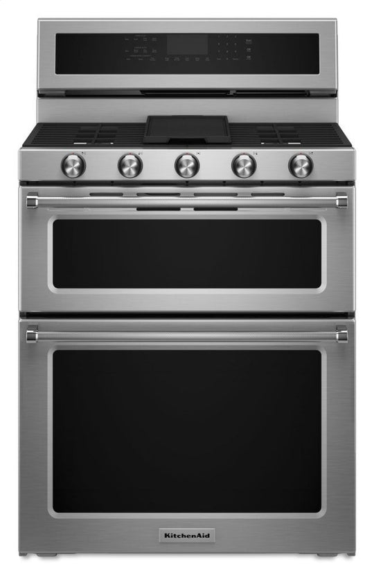 Kitchenaid KFDD500ESS 30-Inch 5 Burner Dual Fuel Double Oven Convection Range - Stainless Steel