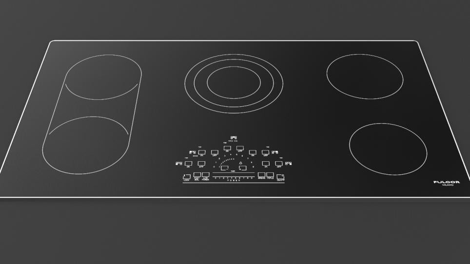 Fulgor Milano F6RT36S2 36" Radiant Cooktop With Brushed Aluminum Trim - Black Glass