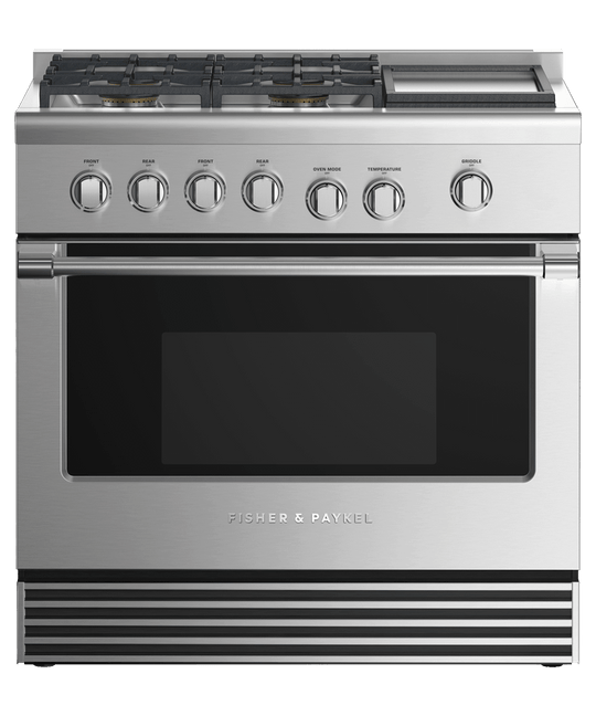 Fisher & Paykel RDV2364GDLN Dual Fuel Range, 36", 4 Burners With Griddle
