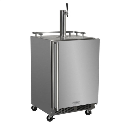 Marvel MO24BSSMRS 24" Outdoor Single Tap Mobile Beer Dispenser With Stainless Steel Door - Solid Stainless Steel Door With Lock, Right Hinge