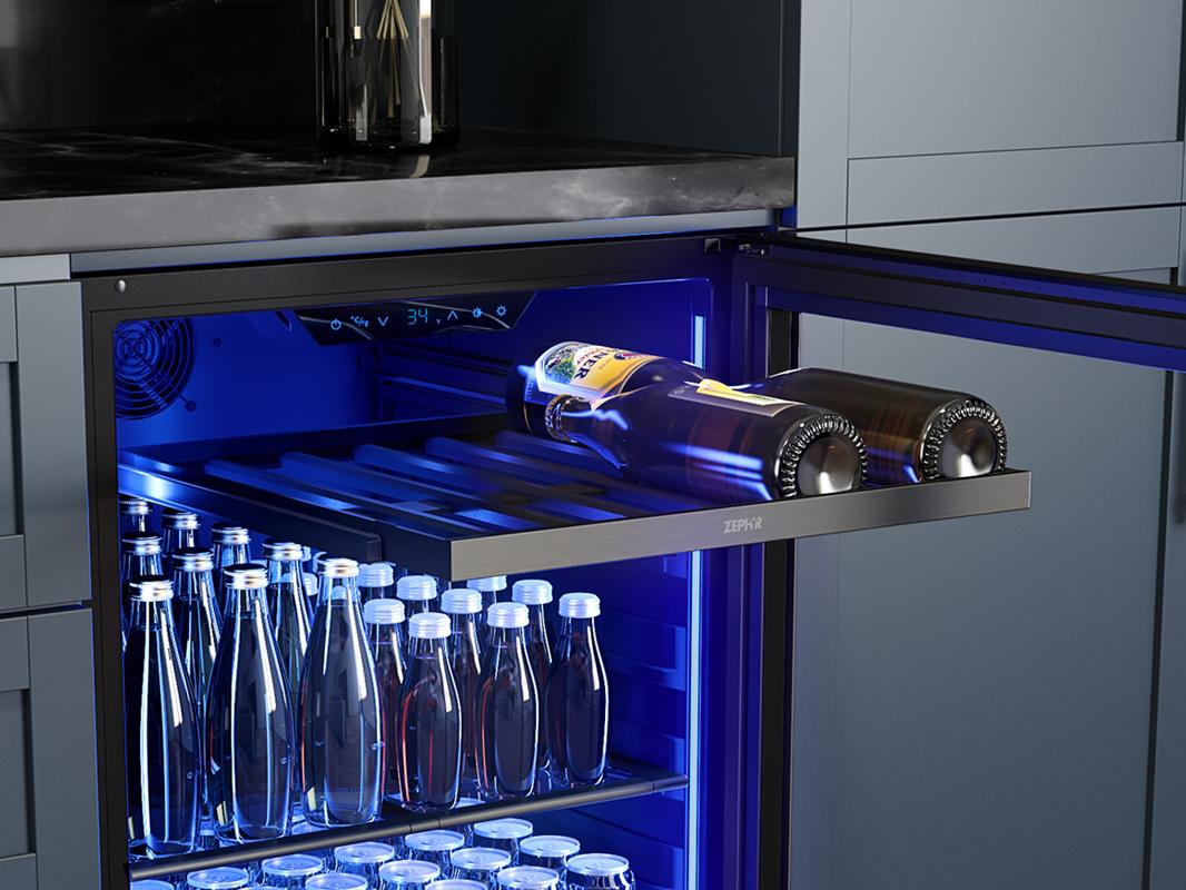 Zephyr PRB24C01CBSG 24" Black Stainless Single Zone Beverage Cooler