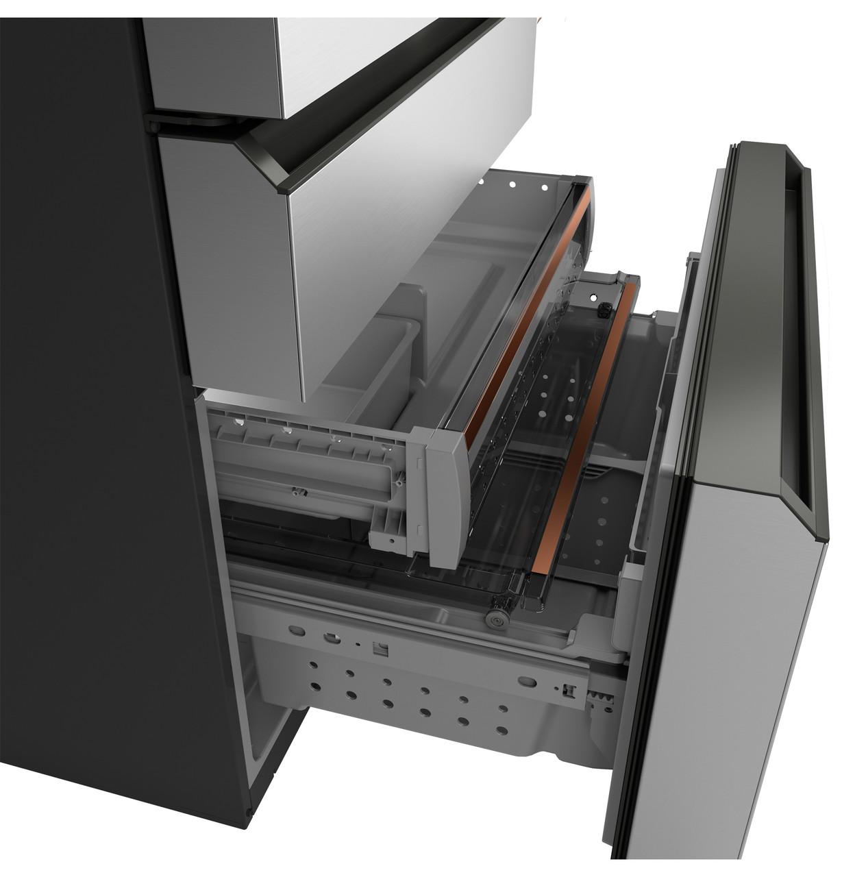 Cafe CGE29DM5TS5 Café™ Energy Star® 28.7 Cu. Ft. Smart 4-Door French-Door Refrigerator In Platinum Glass With Dual-Dispense Autofill Pitcher