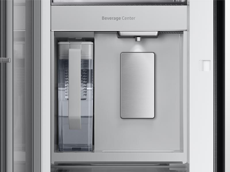 Samsung RF30BB69006M Bespoke 3-Door French Door Refrigerator (30 Cu. Ft.) - With Top Left And Family Hub&#8482; Panel In White Glass - And Matte Grey Glass Bottom Door Panel