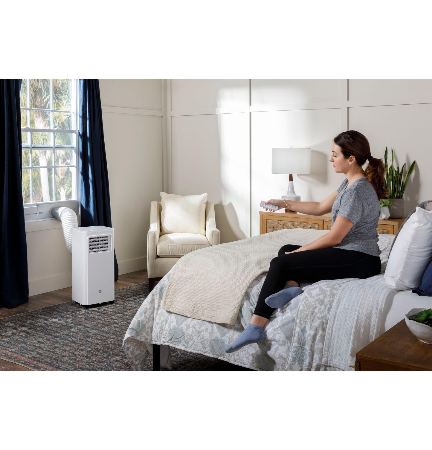 Ge Appliances APFD05JASW Ge® 5,100 Btu Portable Air Conditioner With Dehumidifier And Remote, White